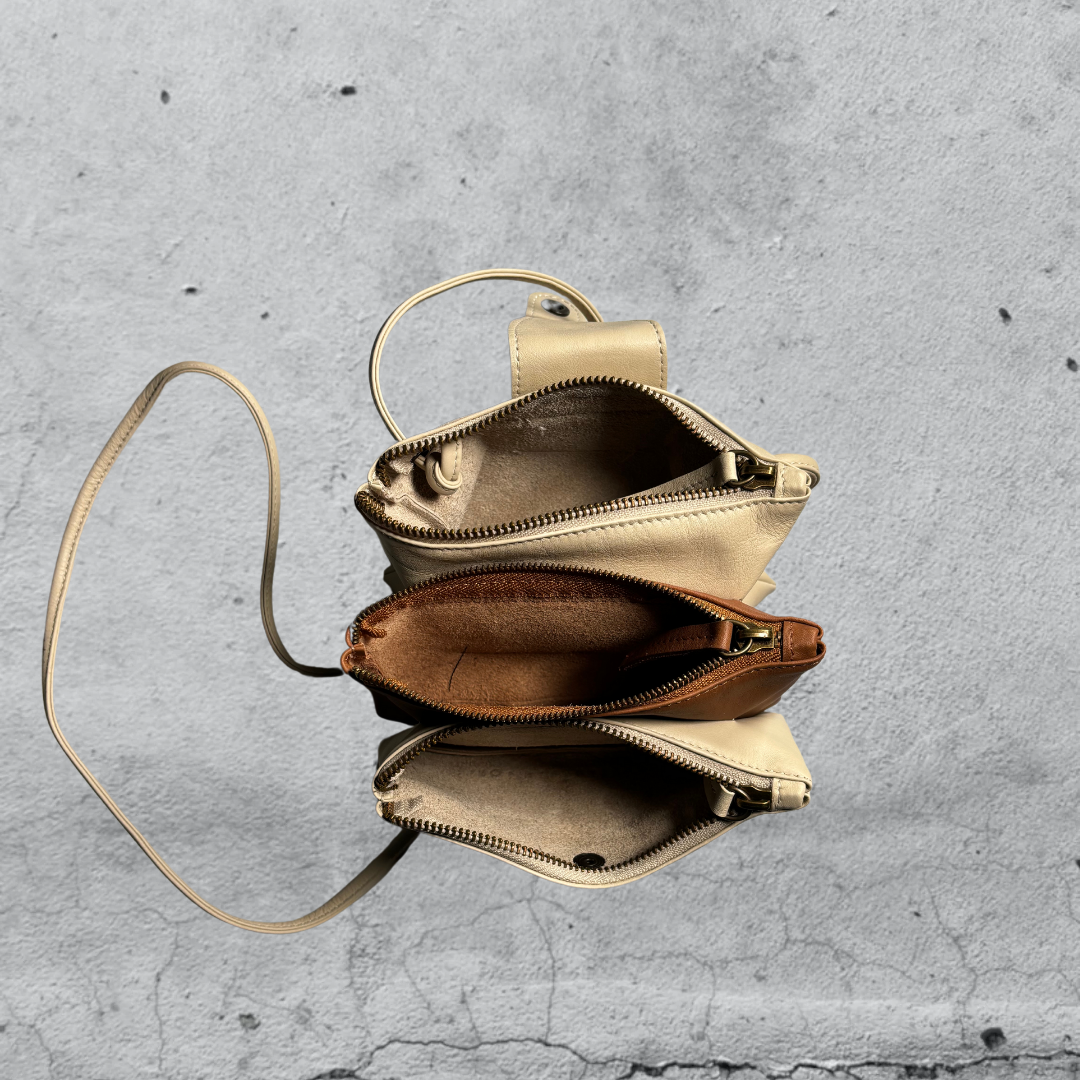 tracolla TRIS• cream / cuoio