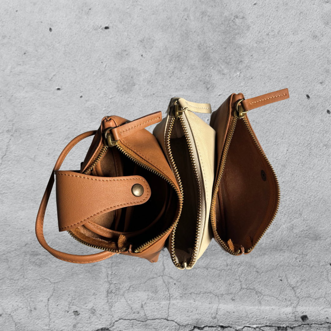 tracolla TRIS • cuoio / cream