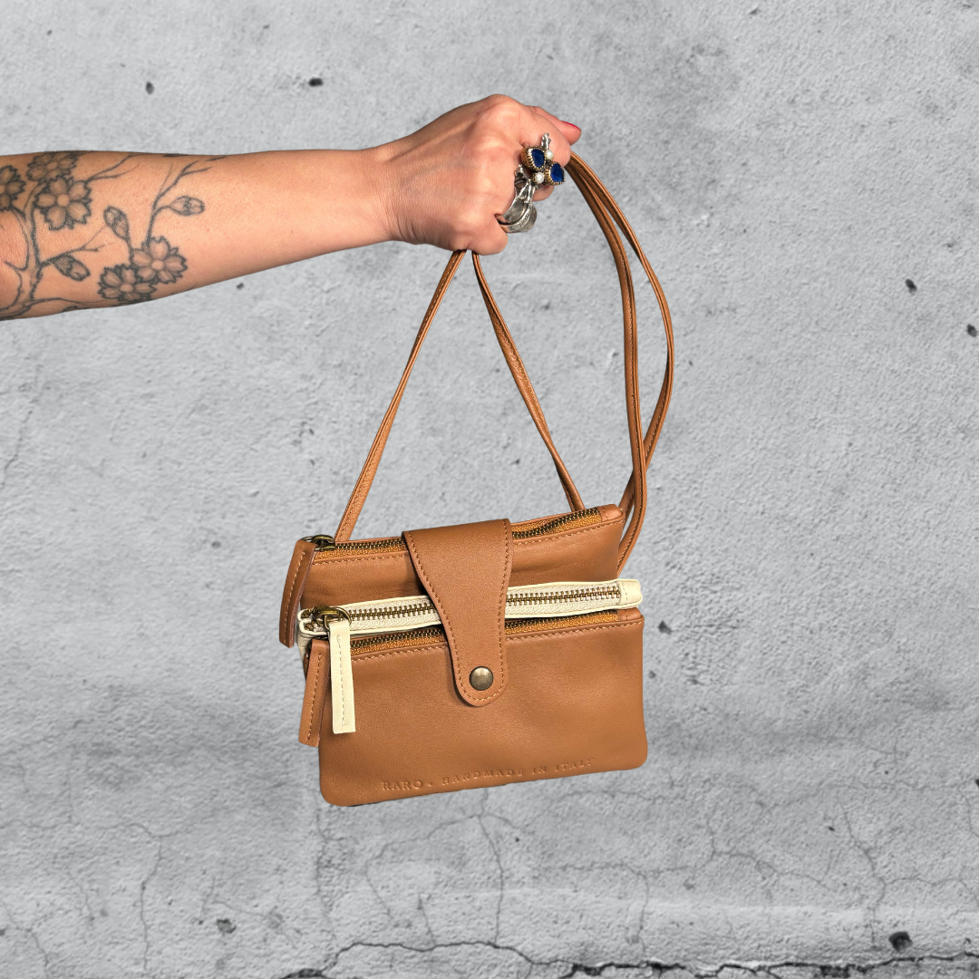 tracolla TRIS • cuoio / cream