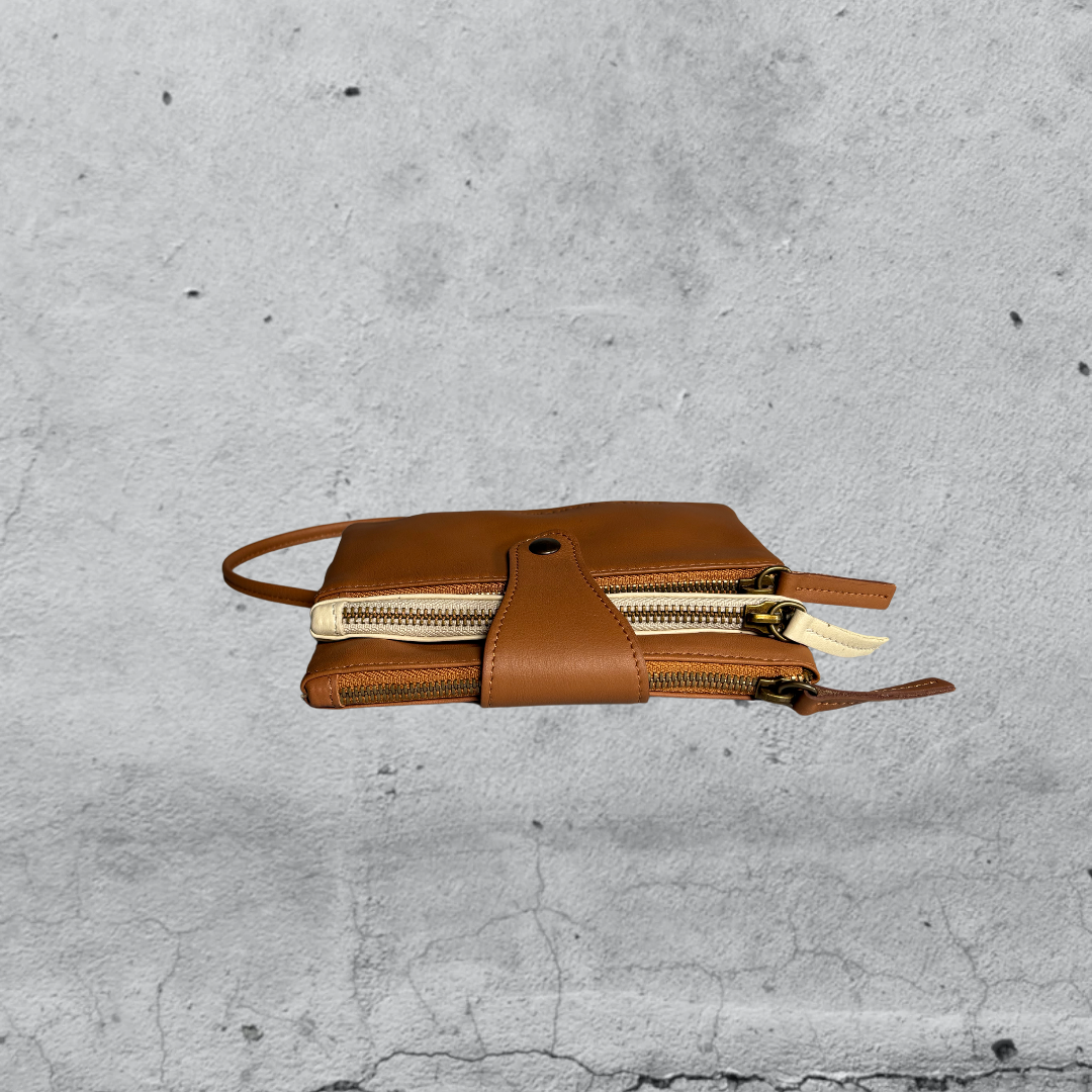 tracolla TRIS • cuoio / cream