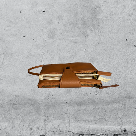 tracolla TRIS • cuoio / cream