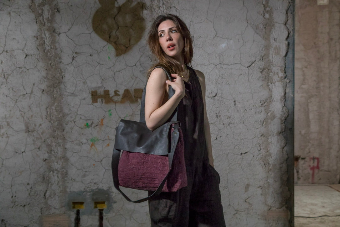 shoulder bag Mazuela • Cotone ecru ebano