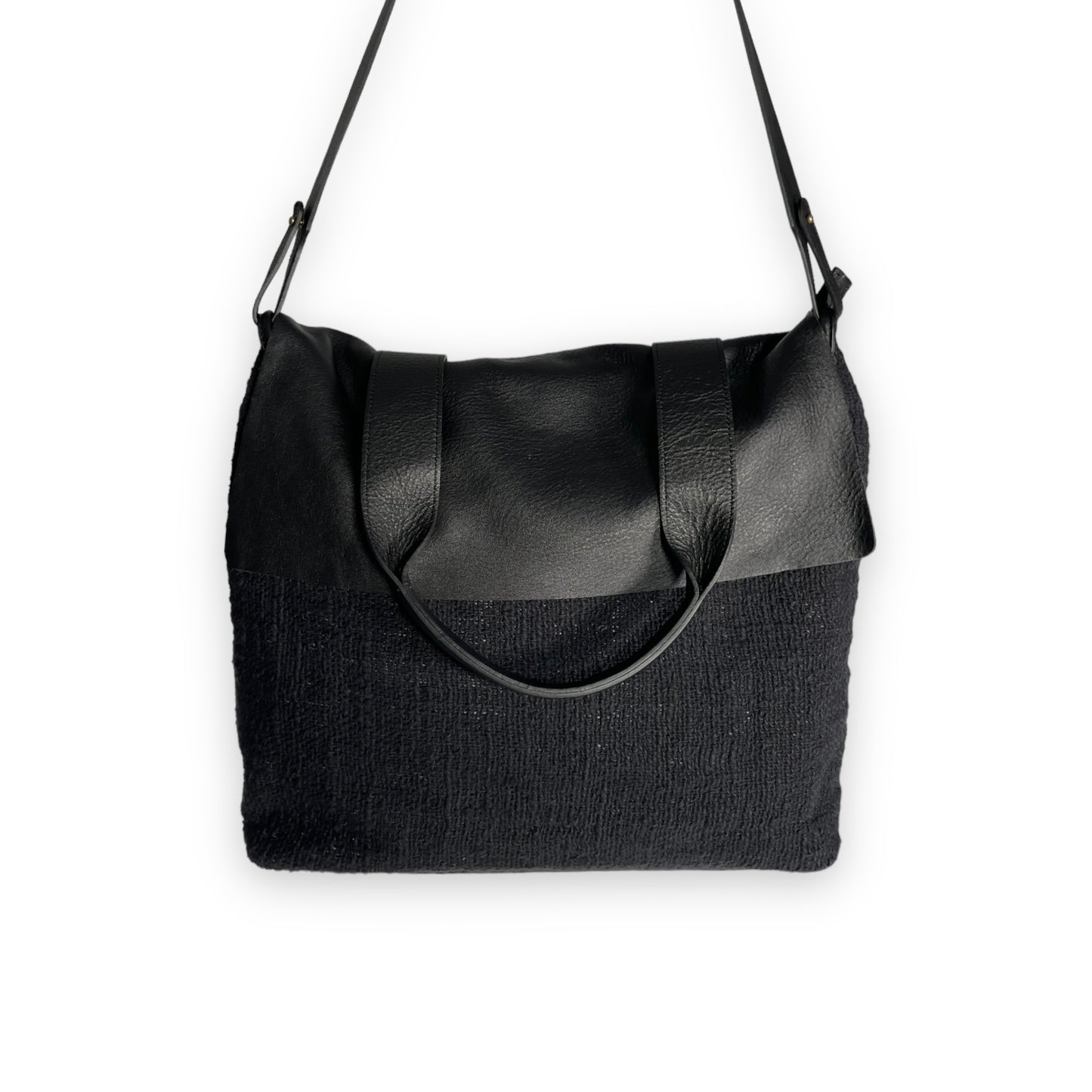 shoulder bag Mazuela • pelle/cotone Nero