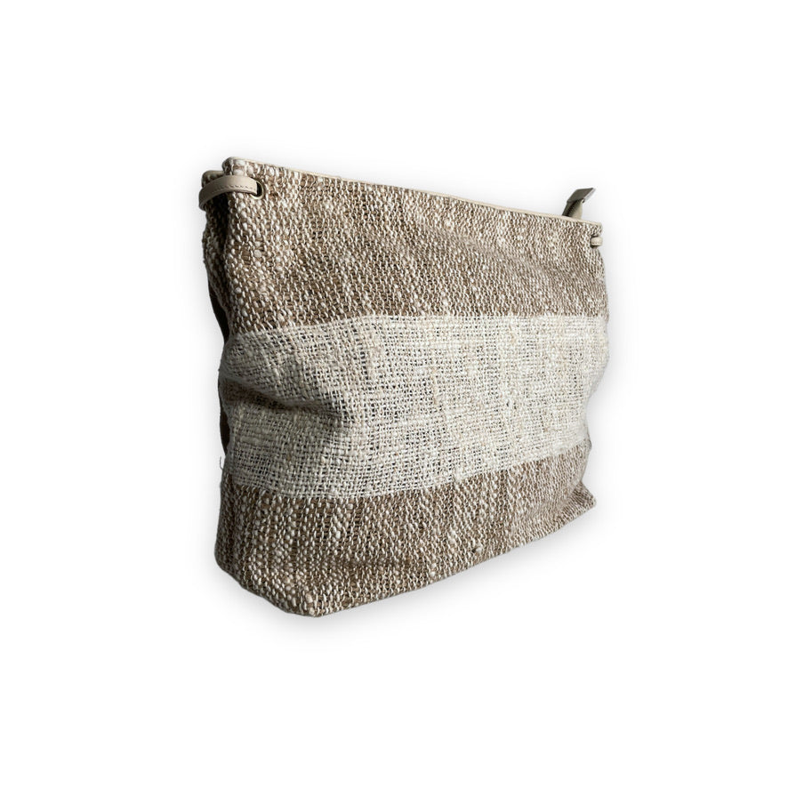 Mazuela // Cotone ecru righe - Pelle Vit. Cream