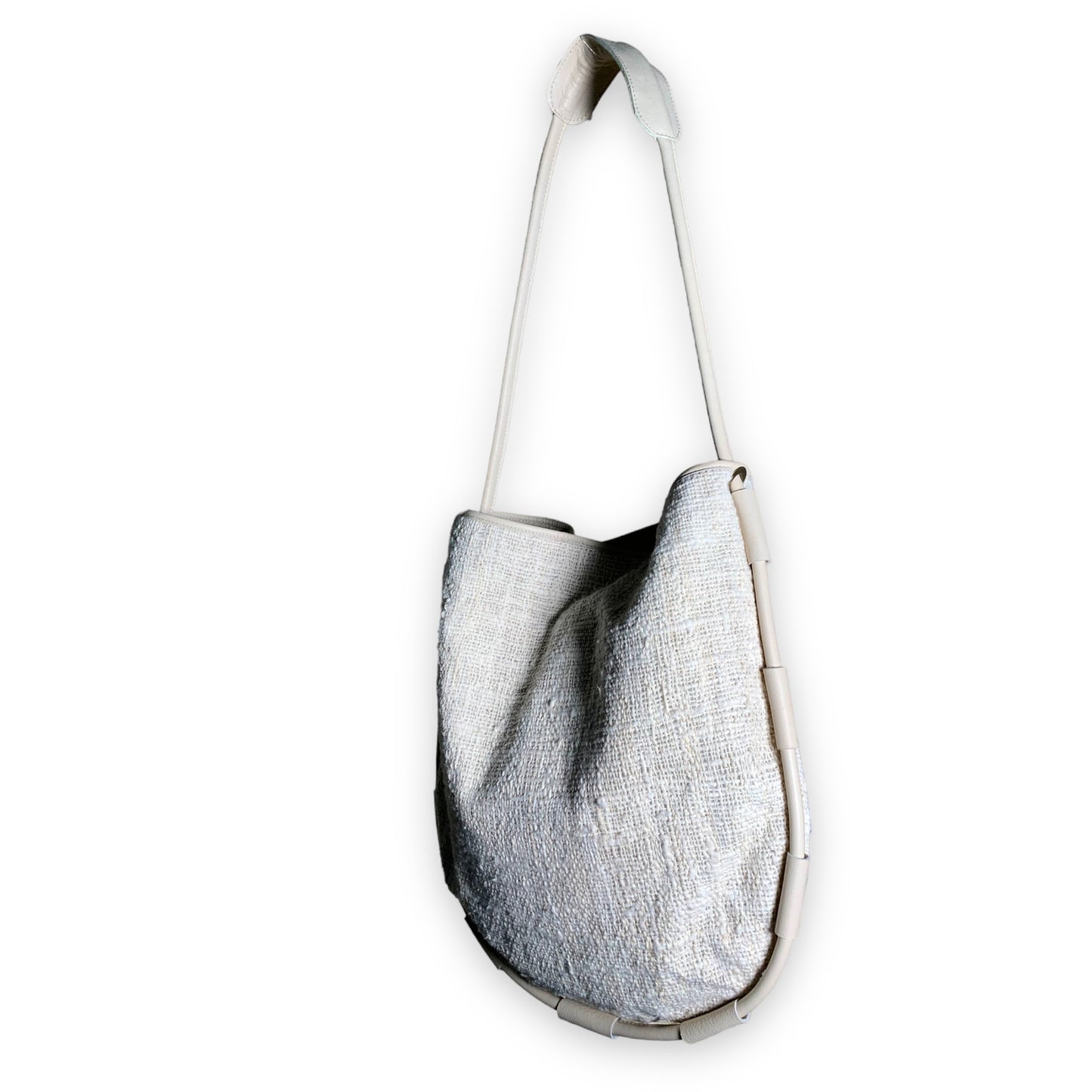 borsa a spalla GHILI • Cotone pelle ecru