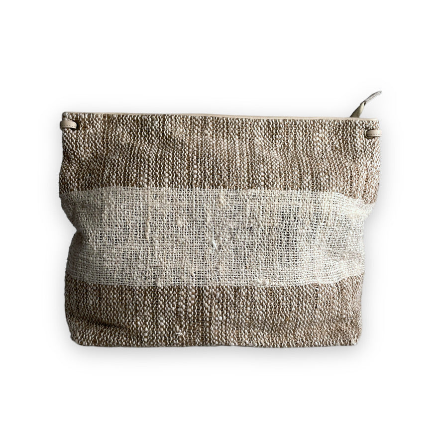 shoulder bag Mazuela pelle e righe ecru