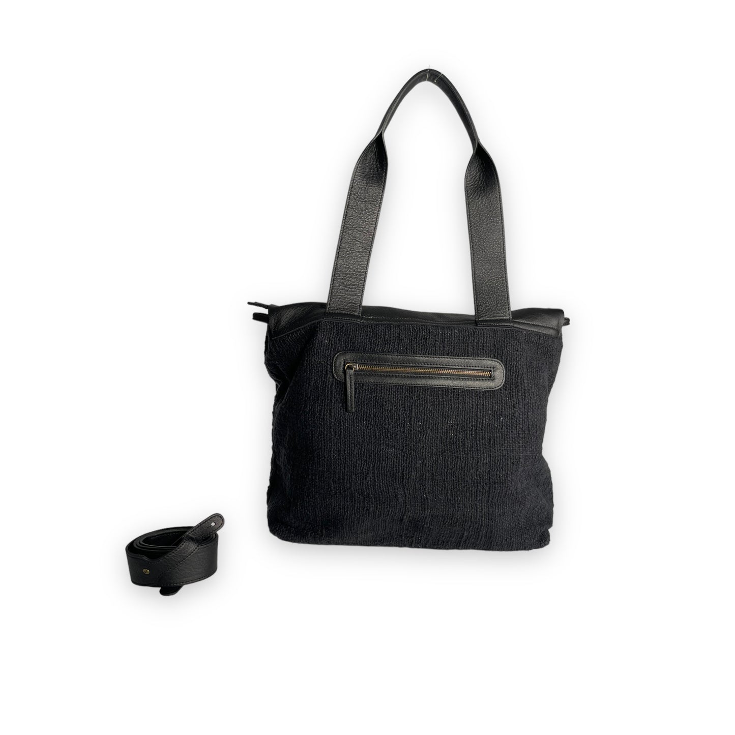 shoulder bag Mazuela • pelle/cotone Nero