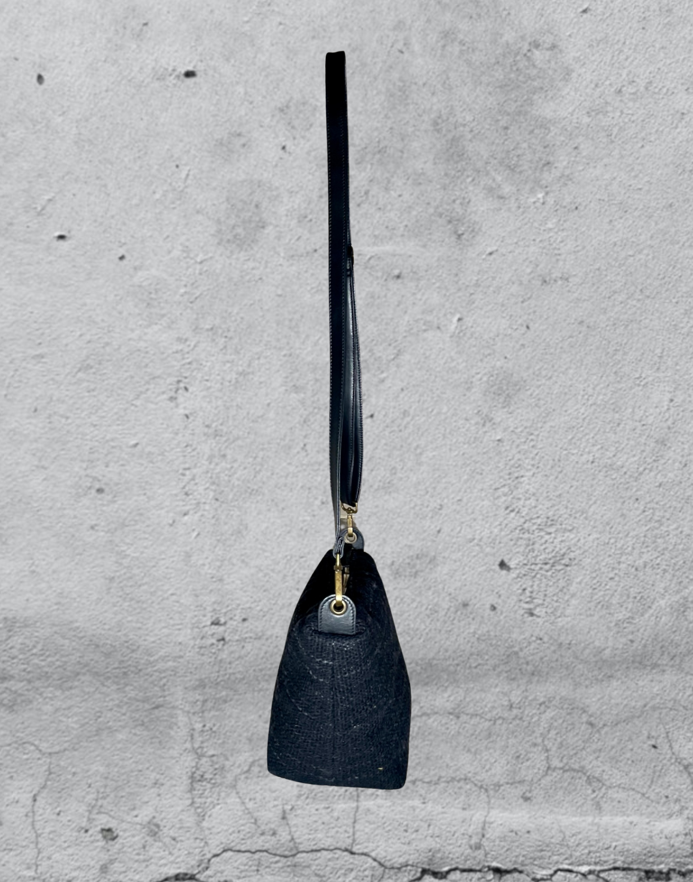 tracolla LAPIS • cotone e pelle Nero