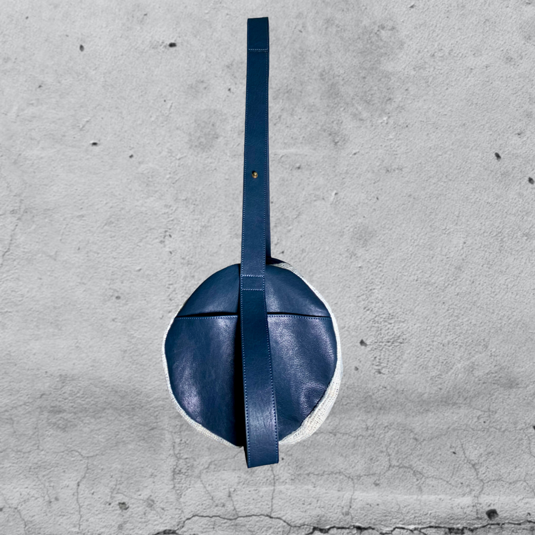sacca Lorica • pelle Blu e cotone