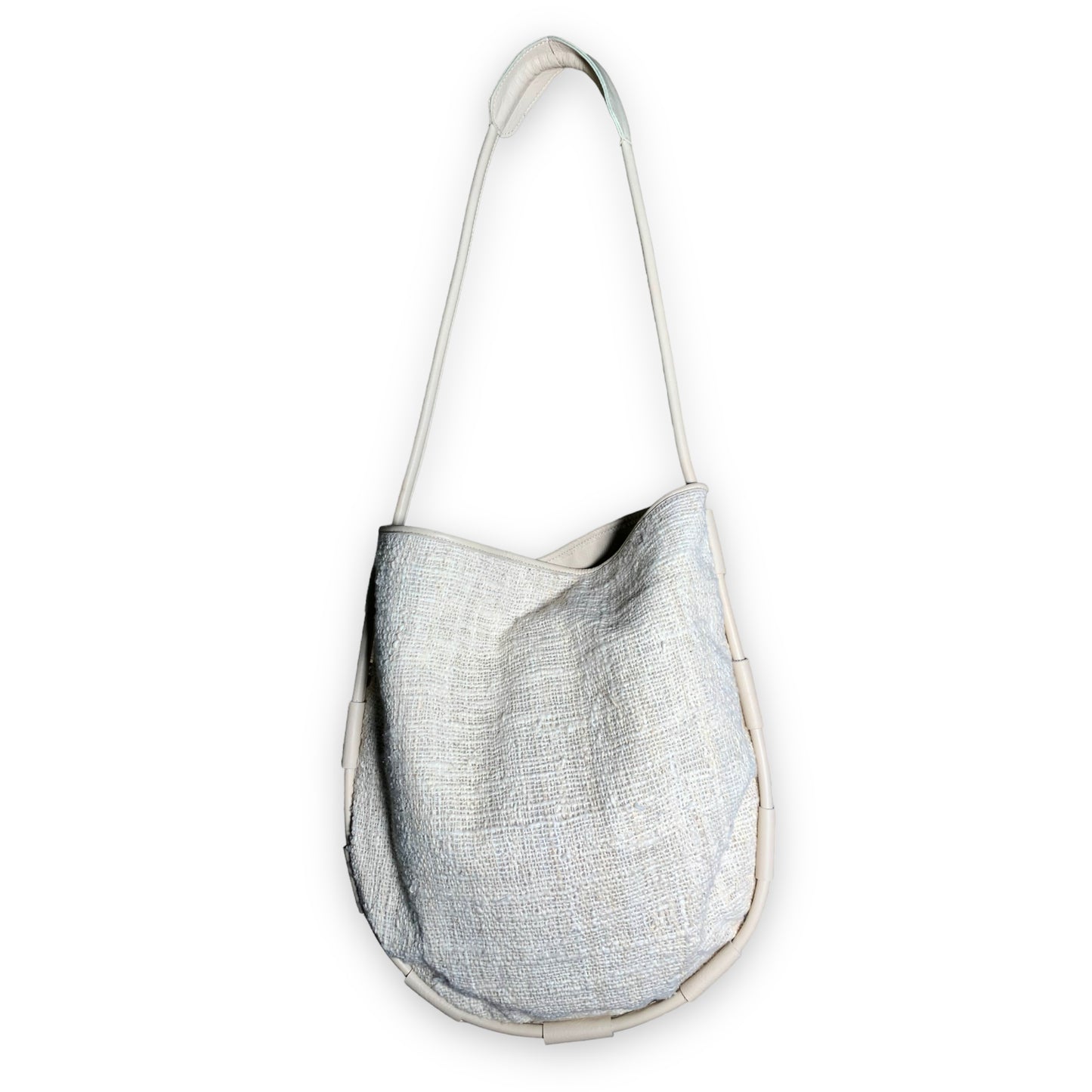 GHILI  tessuto e pelle // Cotone Ecru - Cream