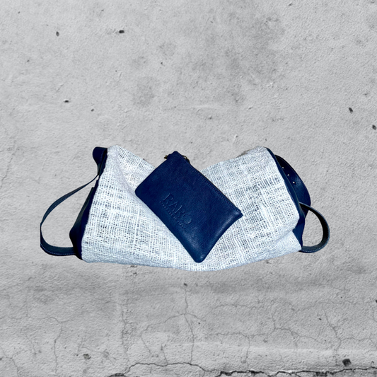 sacca Lorica • pelle Blu e cotone